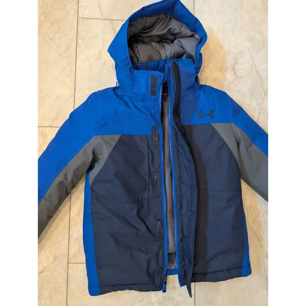 Under Armour UA Boys Westward 3-in-1 Jacket Removable Hood - Royal Blue Size 4